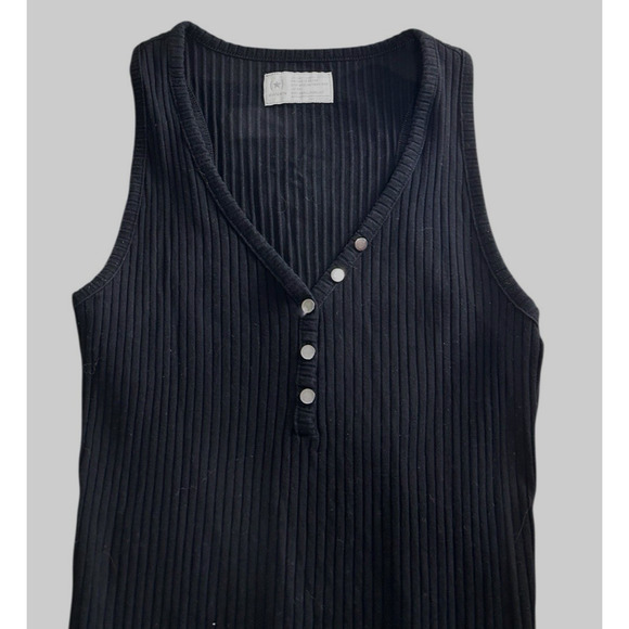 Converse Black Ribbed Fitted Midi Dress Sz Small Sleeveless V-Neck Casual - Picture 7 of 9